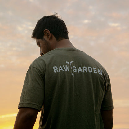 Male in Raw Garden tee 